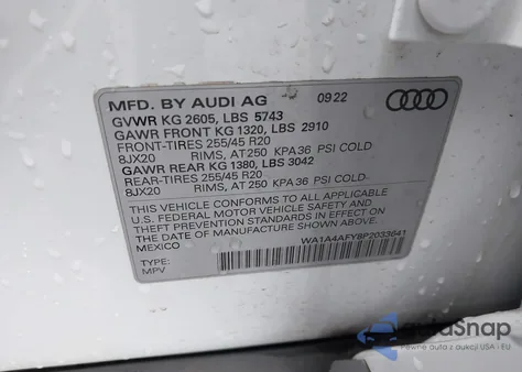 2023 Audi Sq5 Premium Tfsi Quattro Tiptronic from USA, damaged, VIN WA1A4AFY8P2033641